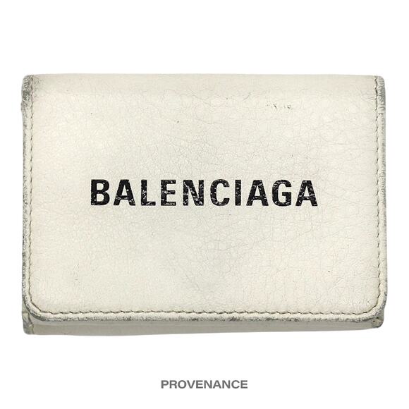 🔴 Balenciaga Logo Print Trifold Wallet - White - Picture 1 of 10
